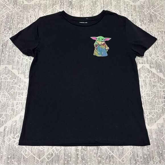 Star Wars Mandalorian Grogu Black Graphic Comic Official Tee Shirt Women Size L - Picture 1 of 5